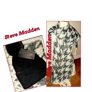 BRAND NWT* OFF WHITE/BLACK. STEVE MADDEN HAT & SCARF!